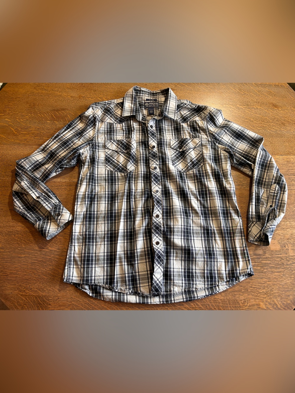 American Rag Black & White Plaid Button-Down Shirt